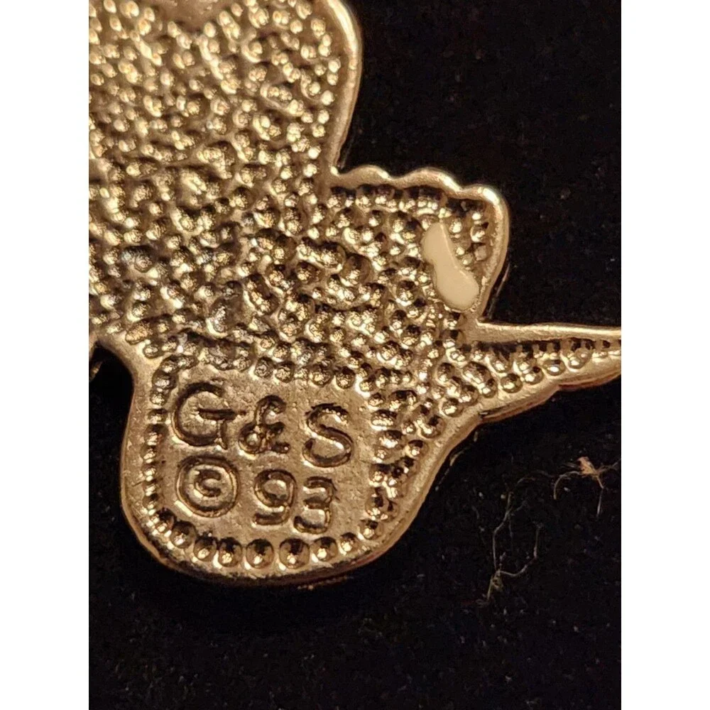 Vintage G&S Dove Pendant Pewter Coral Inlay Hearts Peace Love ©93